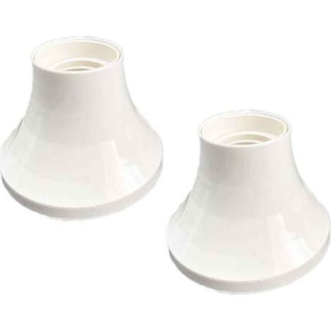 2 Pezzi Portalampade E27 da Parete con Base Dritta in Termoplastico Bianco