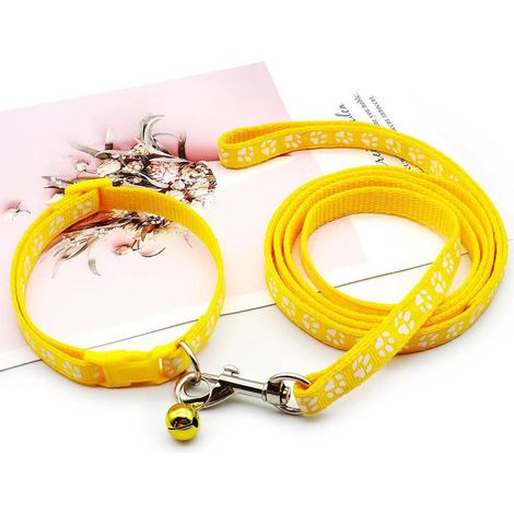 Collier pour chiot avec laisse, laisse souple en nylon réglable pour chiots et petits chiens, 1,2 m de long, jaune (1/5)
