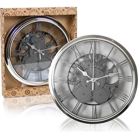 Orologio da Parete 30 CM Numeri Romani Stile Classico a Batterie Colore Argento (1/4)