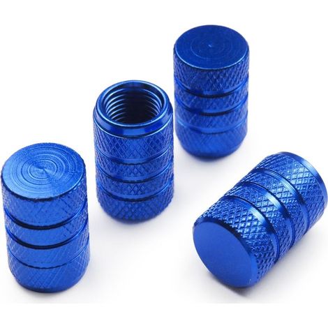 Aluminum Valve Caps (Pack of 4) - Schrader Valve Caps - Car SUV Motorcycle Bike (Blue, Comfort) (1/5)