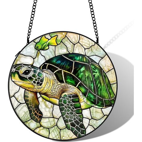 Vitrail poisson attrape-soleil 16 cm décoration fenêtre suspension raffinée cadeau grand-mère (1/5)