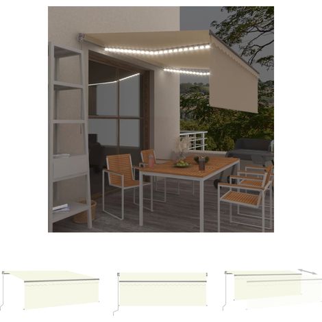 Markise für Außenbereich - vidaXL Markise Manuell Einziehbar mit Rollo & LED 4x3 m Creme - Markise mit Rollo (1/5)
