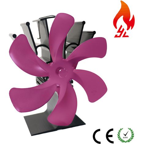 Ventilateur de poêle 9 lames à économie de carburant alimentées par la chaleur - rose rouge (1/3)