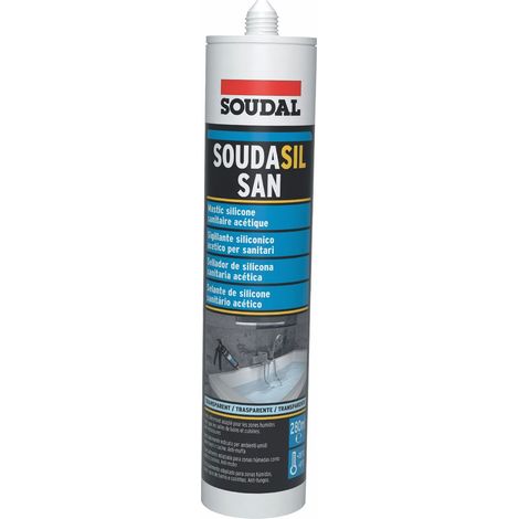 Silicone sanitaire acétique transparent 280mL – Pour environnements humides – Résistant aux moisissures – Élastique après polymérisation – P. Outillage - 128791SOU