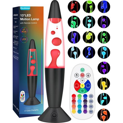 Lampada lava a LED nera con 17 colori variabili e telecomando, 34 cm (1/5)