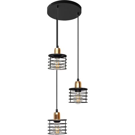 Helam EDISON Plafonnier Suspendu Cluster Noir 38cm