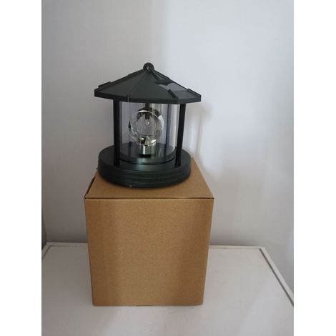 Nuevo producto transfronterizo: Torre de luz solar giratoria para mesas de fuego, iluminación LED exterior para jardín, patio y césped (faro negro grande). (1/5)