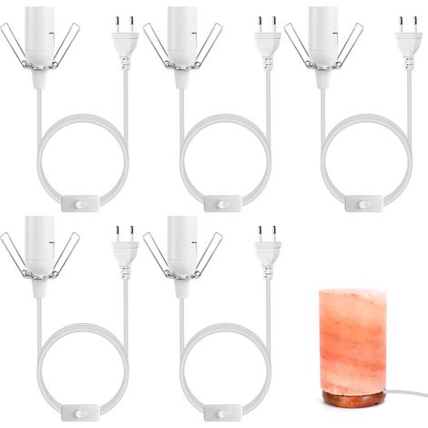 5 Douilles E14 avec Interrupteur, Câble de 1,8 m avec Interrupteur pour Lampes de sel, pour Lampes de sel, pour Suspensions, Plafonniers et lustres (1/5)