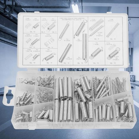 Kit de 200 ressorts métalliques assortis pour extension, tension et compression (1/5)