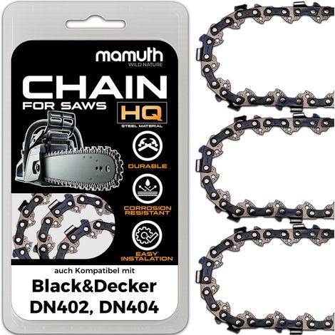 3x Chaîne de tronçonneuse 40cm 1,3mm 3/8" 56 TG pour Black&Decker DN402, DN404 (1/4)
