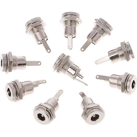 Lot de 10 adaptateurs femelles pour prise jack d'alimentation CC (5,5 mm x 2,5 mm) à montage sur panneau. (1/5)