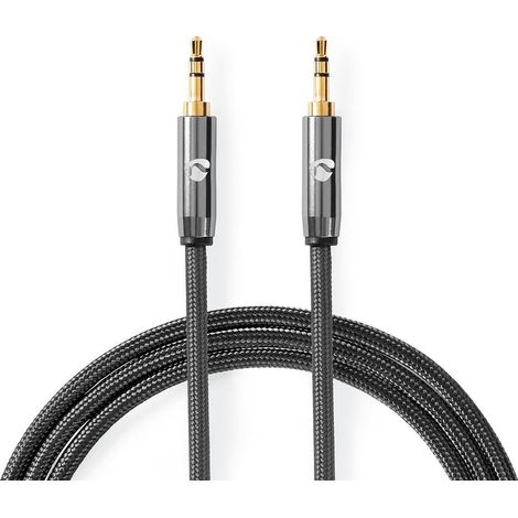 Cavo audio stereo 35 mm maschio 35 mm maschio placcato oro 500 m rotondo grigio grigio con metallo scatola di cartone con finestra coperta
