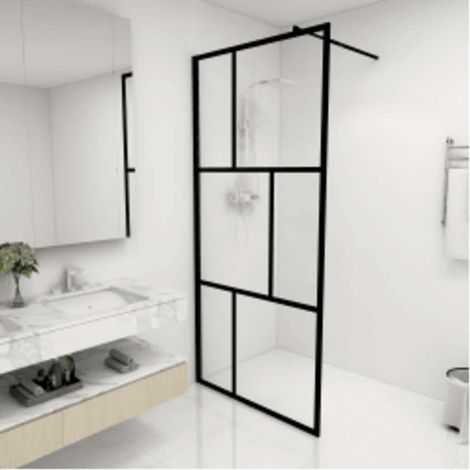 Mampara de ducha accesible con vidrio templado negro 90x195 cm