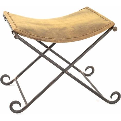 Tabouret Pliable en Cuir "Rodéo" 58cm Marron (1/5)