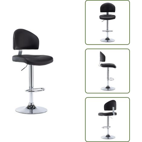 The Living Store Tabouret de bar Noir Similicuir - Confort d'assise (1/5)