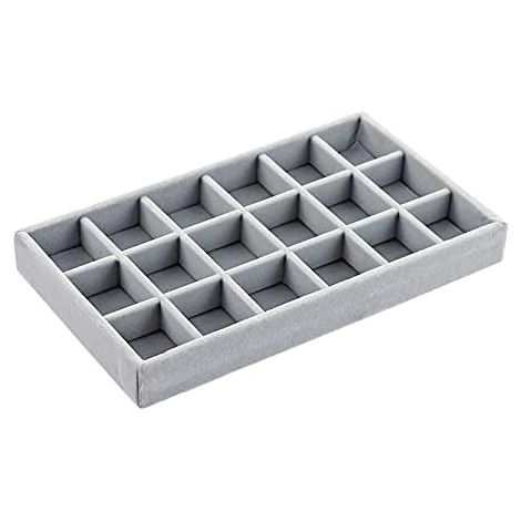 Boîte à bijoux en flanelle compartimentée, plateau de présentation pour colliers et boucles d'oreilles, objet de rangement pour bijoux