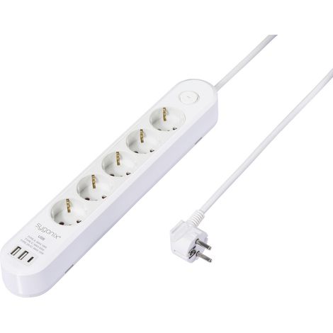 Sygonix SY-6862696 Steckdosenleiste mit Schalter 5fach Weiß Schutzkontakt 1 St. (1/5)