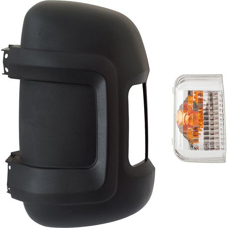 Peugeot Boxer 2006 - Carcasa de espejo retrovisor exterior con brazo largo + inserto de intermitente naranja (izquierdo), juego de 2 piezas. (1/2)