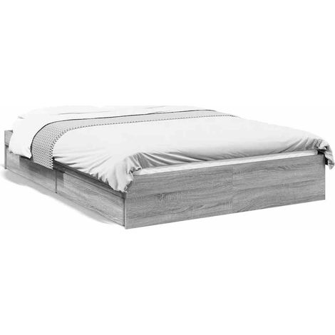 Maison Exclusive - Bettgestell mit Schubladen Grau Sonoma 140x200 (1/5)