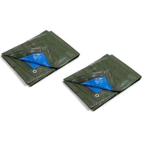 Kippen 6082K - Confezione da 2 pezzi di Telone Occhiellato Bicolore Misura 2x3 mt. Grammatura 90 g/m² (1/4)