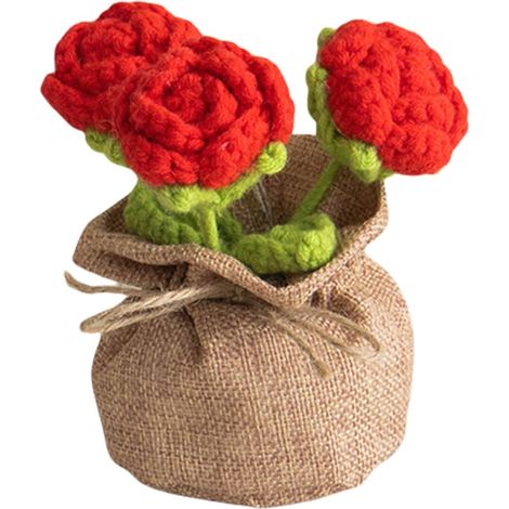 Récipient de Roses Crochet Décoration respectueuse de l ' Environnement Décoration de Plan de Travail Artisanal pour la Maternelle Salon Formatage Tissage Artisanal réussi Posies simulées (1/5)