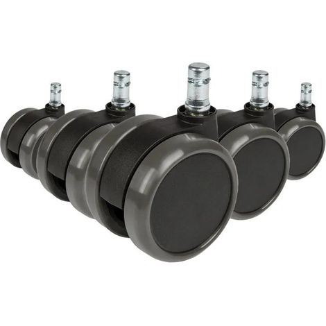 5x Hartbodenrollen ROLO 11mm / 65mm Büro-Stuhl-Rollen für Hartböden (5er Pack) hjh OFFICE