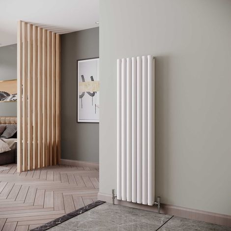 Reina Neva Double Designer Vertical Radiator 1500mm H x 413mm W White (1/5)