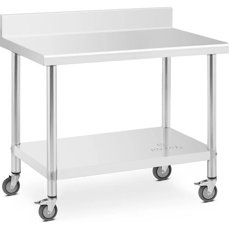 Table de travail en inox premium 60 x 100 cm 155 kg dosseret acier inoxydable argenté (1/5)