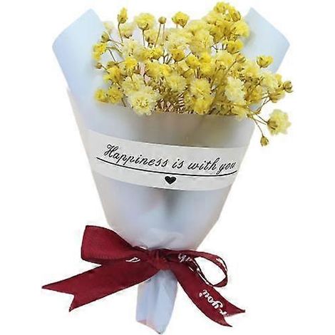 1 bouquet de fleurs séchées artificielles colorées et charmantes pour mariage, accessoire anti-chute, fausses fleurs pour fêtejaune (1/5)