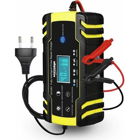Chargeur de batterie de voiture intelligent, 12V 8A / 24V 4A, écran tactile LCD, compatible avec les batteries de voiture et de moto de 6Ah à 150Ah. (1/5)