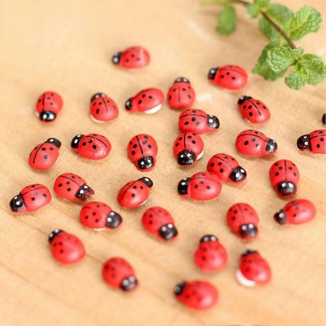 10 Mini-Marienkäfer (rote Käfer) für Puppenhaus- und Gartendekoration
