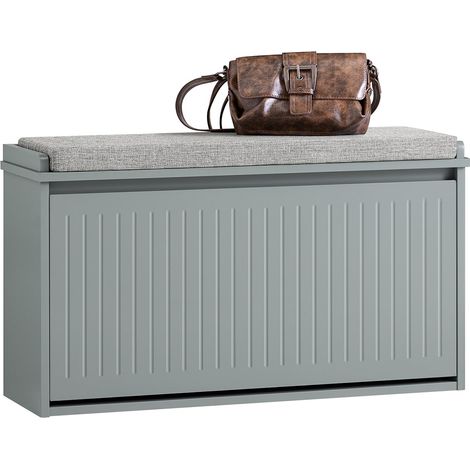 Banco Zapatero Grande con 1 Solapa Armario Multifuncional para Entrada de Asiento Gris 80 x 26 x 45 cm FSR98-L-HG SoBuy ES