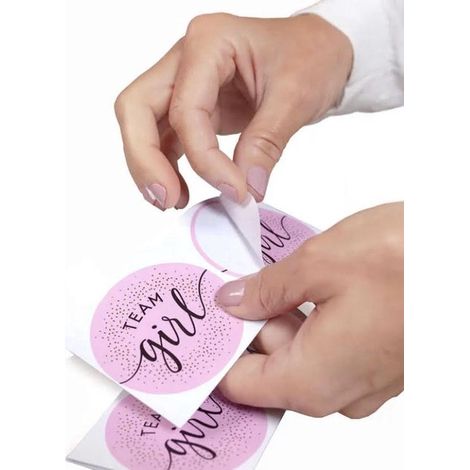 Lot de 12 autocollants « Team Girl » - Roses - Pour fête de révélation du sexe - Décoration de fête - Autocollants (1/4)