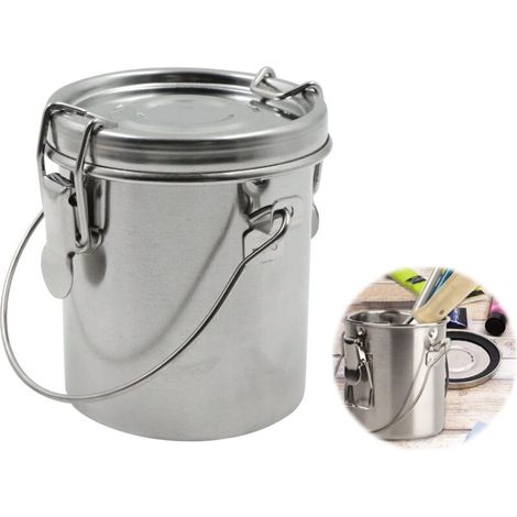 Cubo de limpieza para pinceles - Cubeta para pintura al óleo con tapa, pinceles de acero inoxidable, portátil, a prueba de fugas, asa, filtro de doble pared, depósito de limpieza (1 pieza) (1/5)
