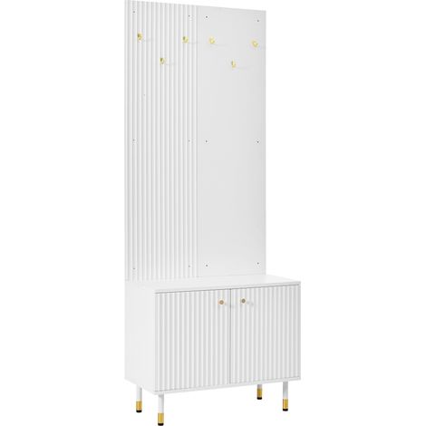 Multifunktions-Eingangsmöbel mit Garderobe und Schuhschrank, weiß, PB und MDF MODENUIT (1/5)
