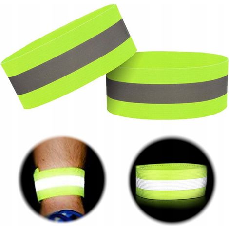 Brazalete reflectante para bicicleta de correr, con velcro, 4 cm, amarillo. (1/5)
