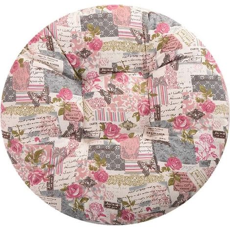 coussin rond coton-lin 50x50 cm, rose, respirant, usage int/ext/bureau