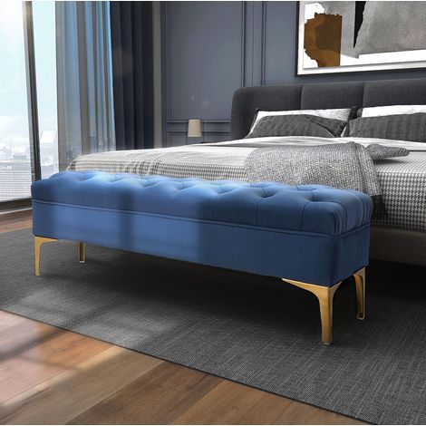 Banco tapizado multifuncional de madera 118 cm OKMYHOME (1/4)