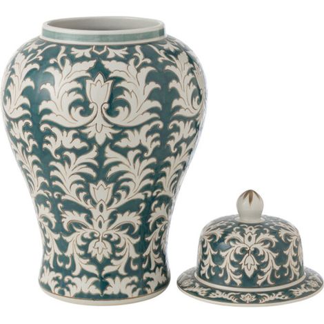 Grand vase céramique vert blanc 29x29x51cm (1/4)