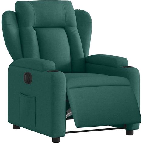vidaXL Poltrona Elettrica Reclinabile Verde Scuro in Tessuto