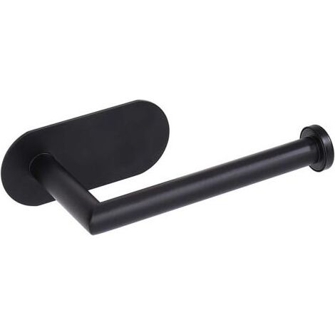 Porta Rollos de Papel Higiénico Autoadhesivo Negro Mate, Acero Inoxidable, Dispensador para Baño y Cocina H570 (1/5)