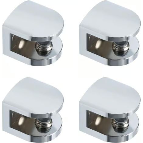 Support pour étagère en verre, support à pince réglable, support mural pour étagères en verre de 8 à 10 mm, support de salle de bain, pièces détachées chromées polies, lot de 4 (1/4)
