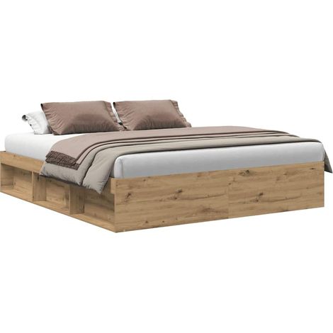 Lit double,Lit adulte,Cadre de lit sans matelas chêne artisanal 180x200 cm CFW4390013 (1/5)