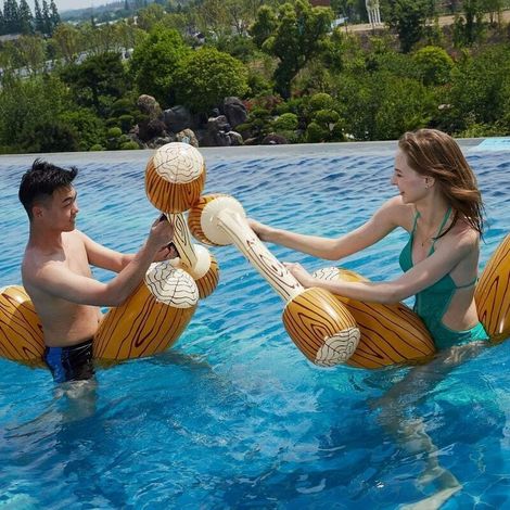 Aufblasbares Bojen-Kampfspiel, 2 Set aufblasbares schwimmendes Spielzeug, aufblasbares Pool-Schlachtschwimmer-Reihenspielzeug, Schlachtholzflöße