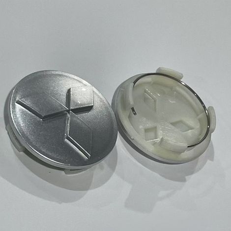 Cache-moyeu de roue 60 mm pour Mitsubishi Lancer Evolution, Pajero, Outlander EX, ASX et modèles compatibles, enjoliveur central jante argent intégral, lot de 4 pièces (1/2)