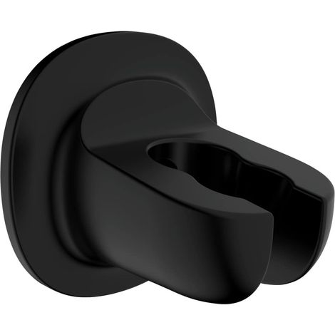 Support pour pomme de douche, support mural pour douchette à fixation facile sans percer avec tampon adhésif, en plastique solide ABS, amovible sans laisser de trace, diameter 7 cm, noir (1/5)