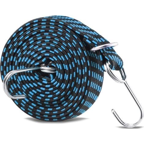 AIDUCHO Juego de 4 cuerdas elásticas con ganchos, cuerda elástica, cuerda elástica para equipaje, correas para equipaje, cuerda elástica ajustable con gancho metálico de 4 m (1/5)