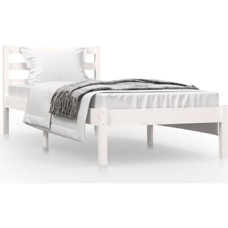 Cadre de lit sans matelas 75x190 cm blanc (1/5)