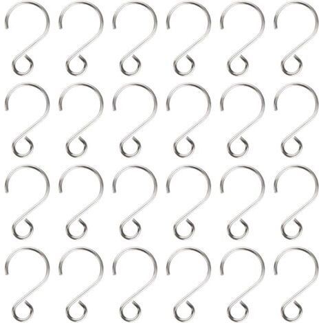 160 PCS Mini Crochet en Forme de S, Crochet En Acier Inoxydable 28mm Petit Crochet d’ornement Accessoires pour Bijoux DIY Cristal Perle Rideau Sapin De Noël (1/5)