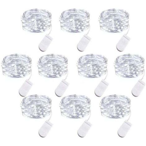 Lot de 10 Guirlandes Lumineuses LED à Piles, 1m Fil de Cuivre 10 Ampoules LED pour Chambre Maison Fête Mariage Festival Concert Décoration (1/4)